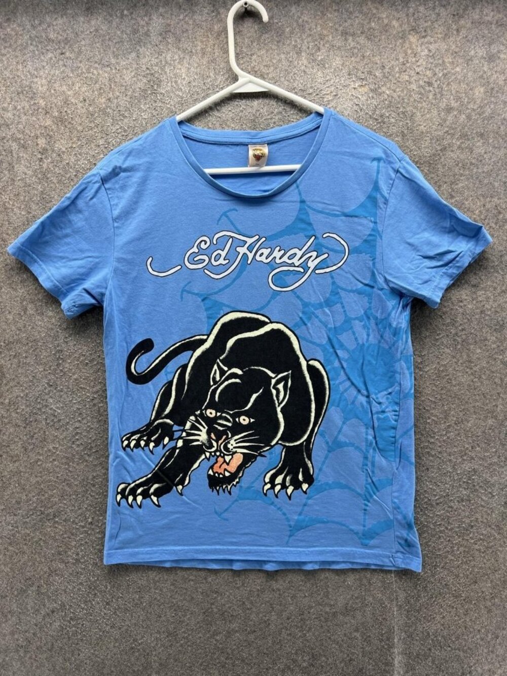 Ed Hardy Shirt Mens 18/20 Blue Panther Graphic Tee Crewneck Tattoo Streetwear